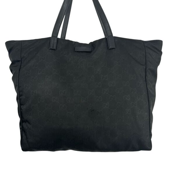 GUCCI Black Authentic GG Monogram Canvas Tote Bag - Picture 2 of 13